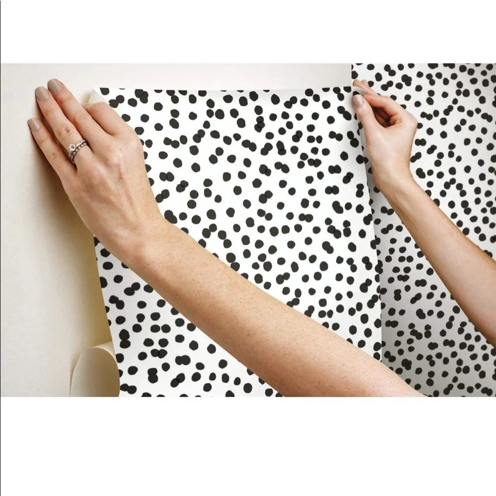 RoomMates 1 roll white and black confetti Peel and Stick Wallpaper